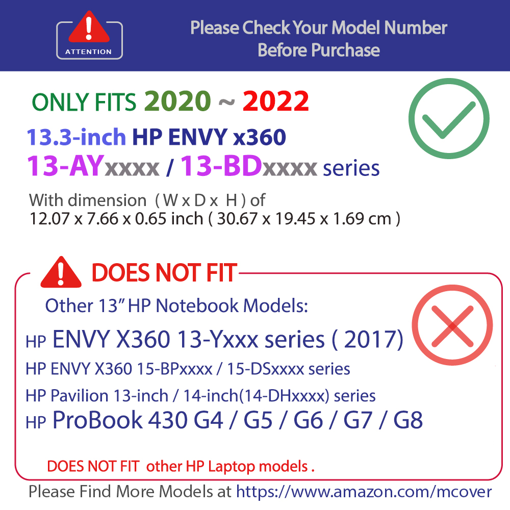 Dhxxxx - mCoverÂ® Hard shell case for 2020 ~ 2022 HP ENVY x360 13-AYxxx / 13-BDxxxx  series 13.3-inch convertible Laptops